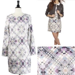 Lavand | Long Sleeve Geometric Print Shift Dress